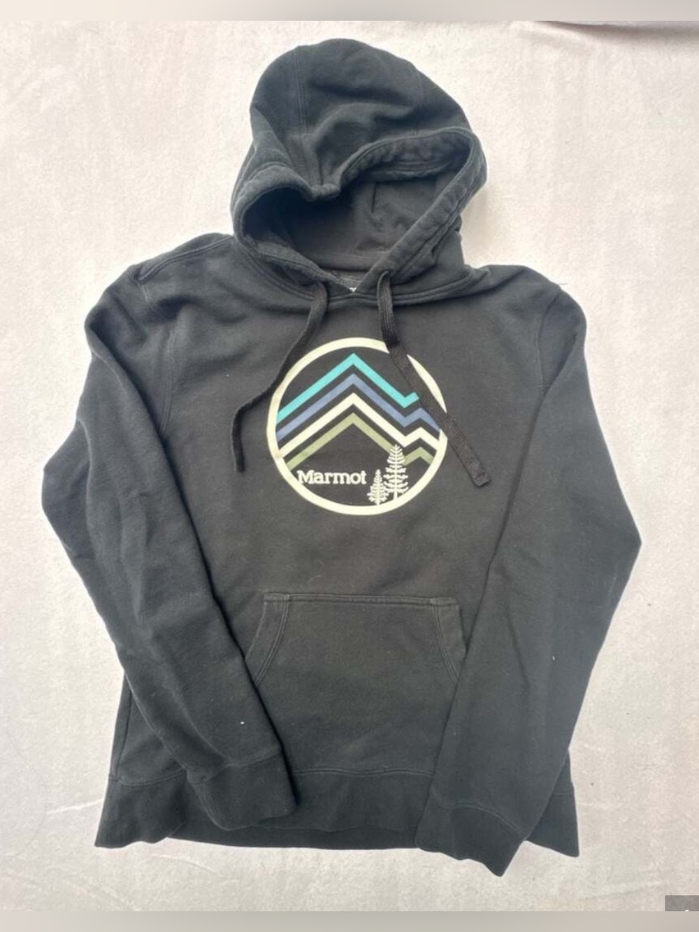 Marmot Graphic Logo Pullover Hoodie Black Size M